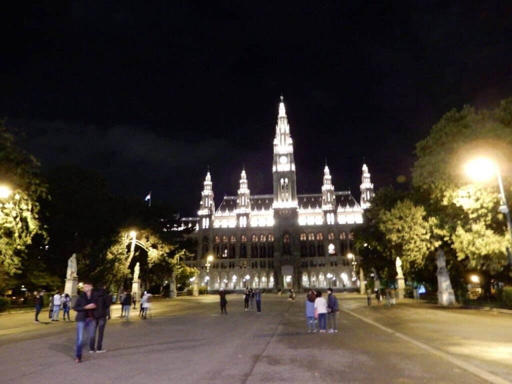 Vienna City Hall at night