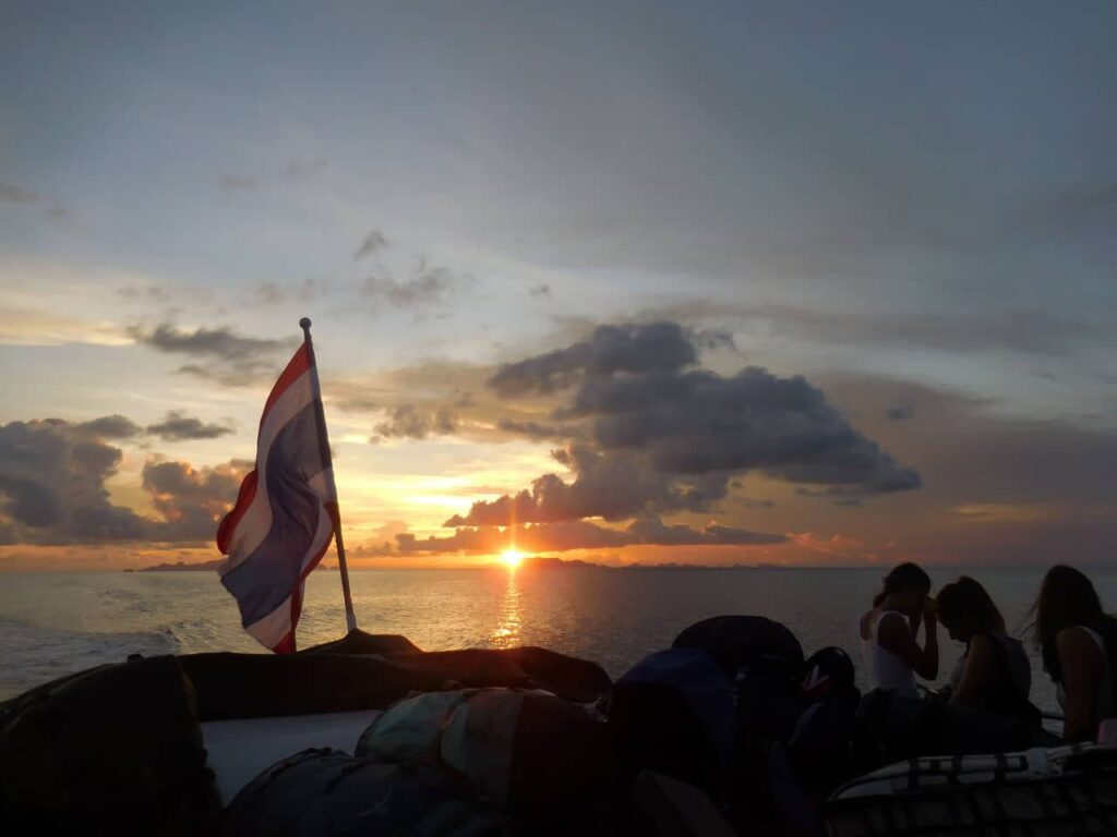 Boat sunset view